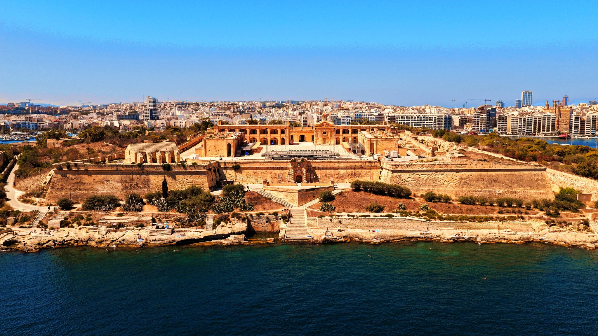 Fort Manoel Frontal Elevation & Sea Steps